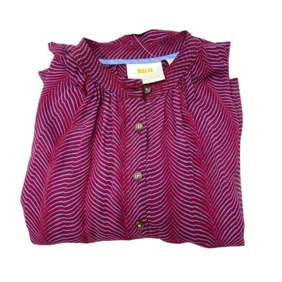 Maeve Sheer Magenta Button-Down Long Tunic Blouse - Picture 5 of 5